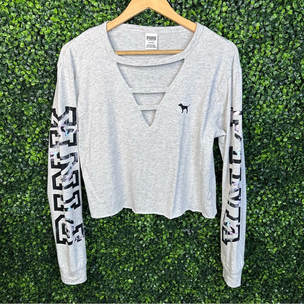 Gray cropped long sleeve PINK victoria‎ secret